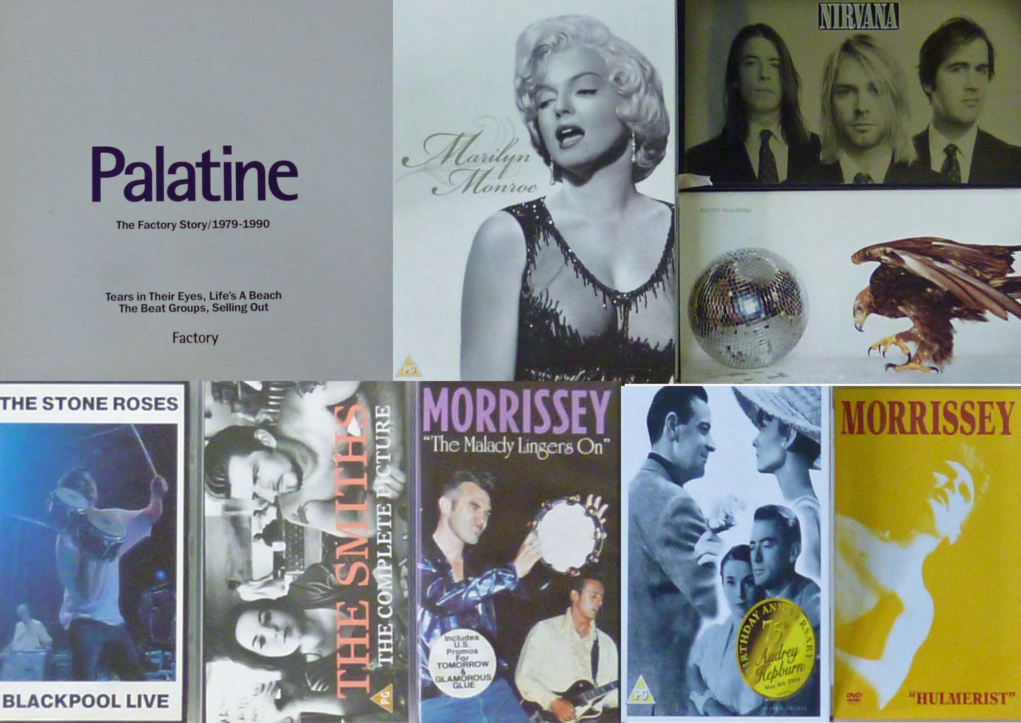 Quantity of CDs DVDs and VHS. Includes 'Palatine' the factory story 1979 - 1990, four CD box set