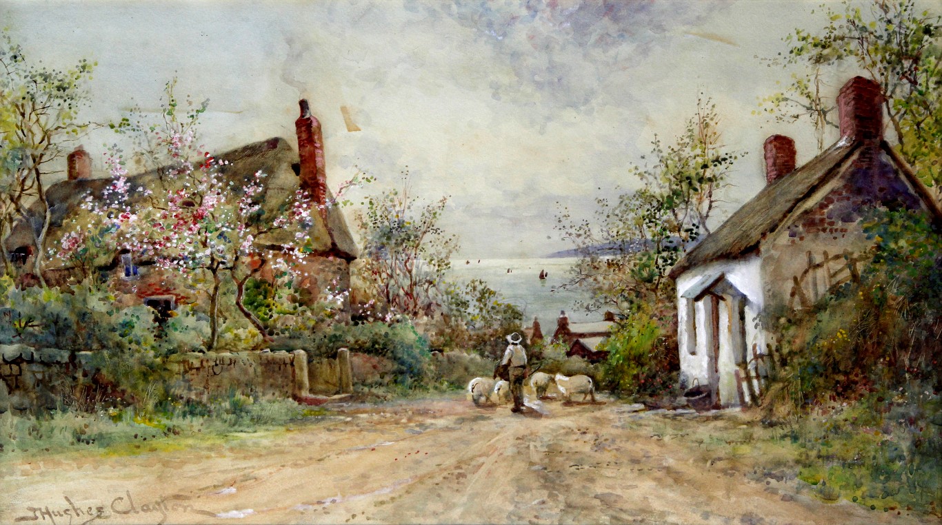 James Hughes Clayton (British, active c. 1891-1929) - 'Springtime, Newlyn, Cornwall', watercolour,