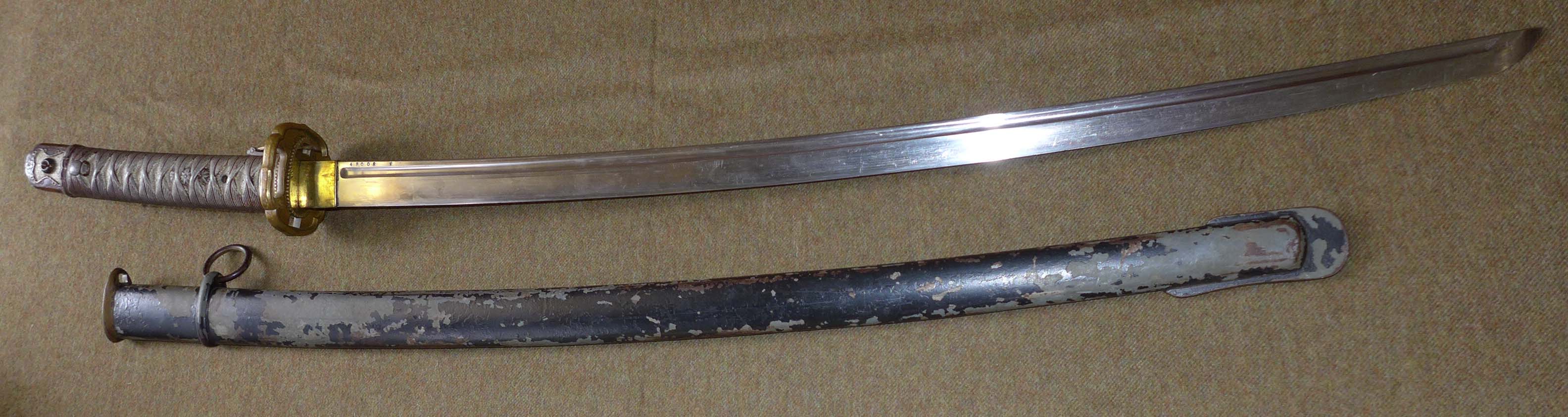 A World War II period Japanese NCO's sword, 70cm single edged single fullard blade, with aluminum