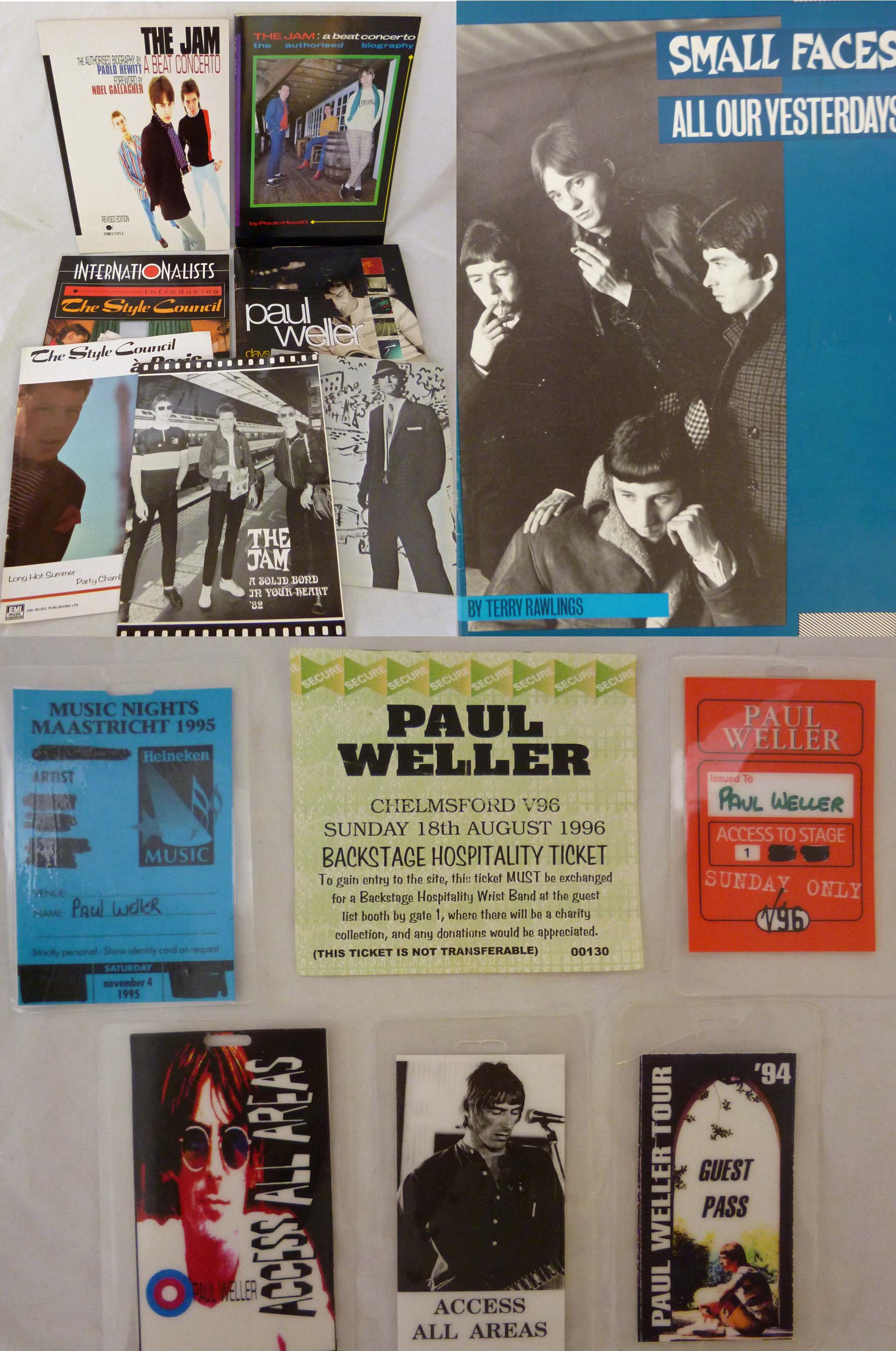 A quantity of music items including Small Faces 'All Our Yesterdays' 1982 UK fifty-two page book,