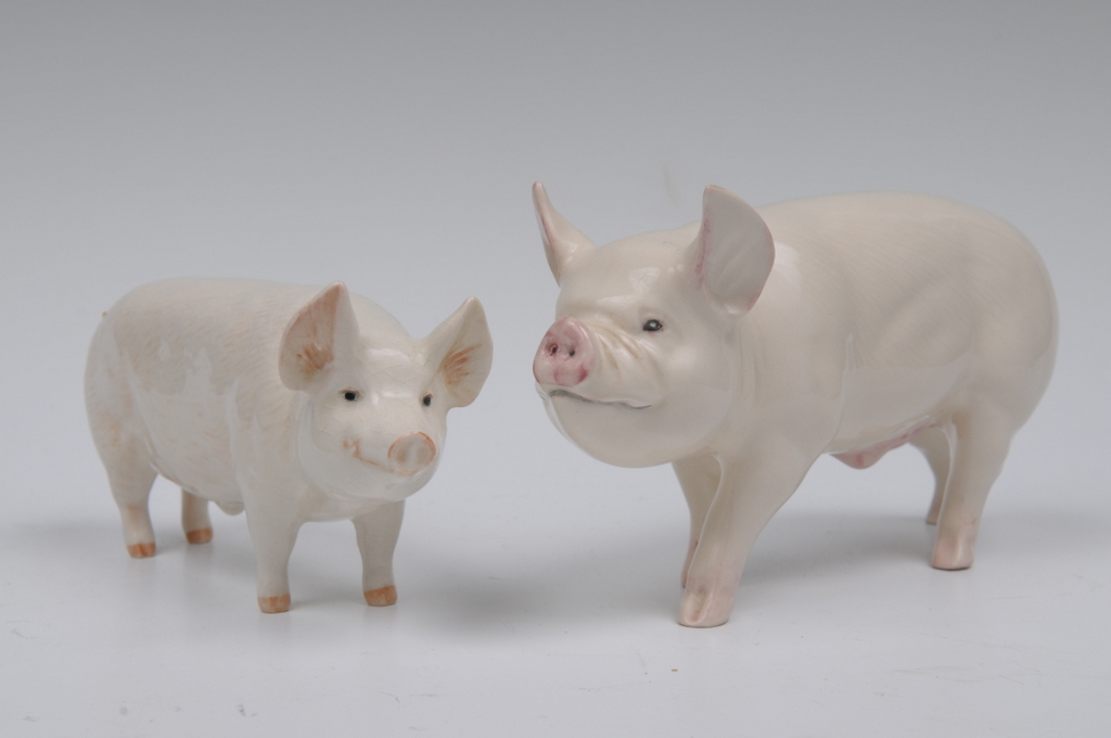 A BESWICK MODEL OF A WHITE BOAR, No: 4117 by R Donaldson, 10.1cms, issued 2001-2002, from the rare