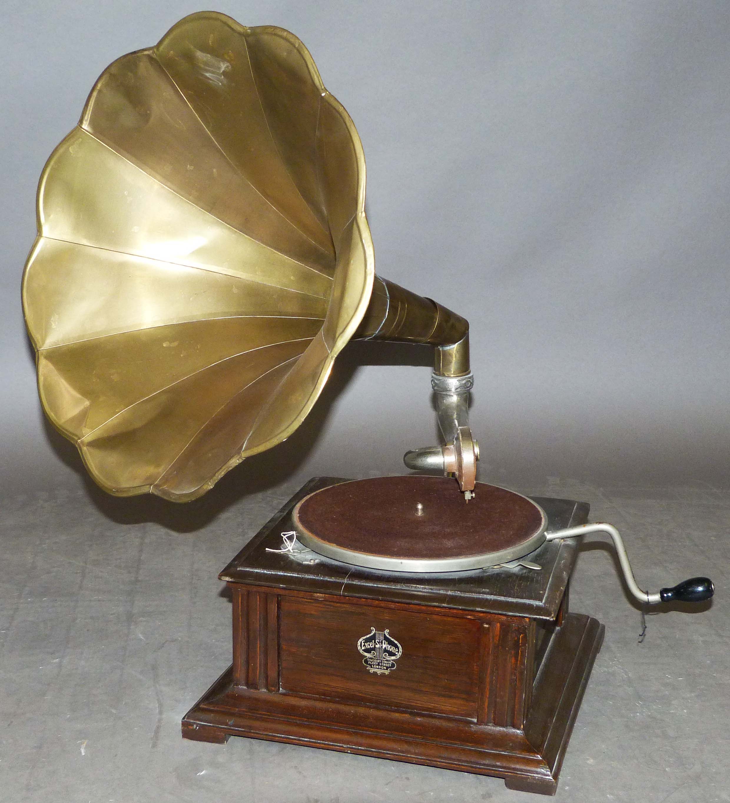 A Early 20th century Horn Gramophone with winder