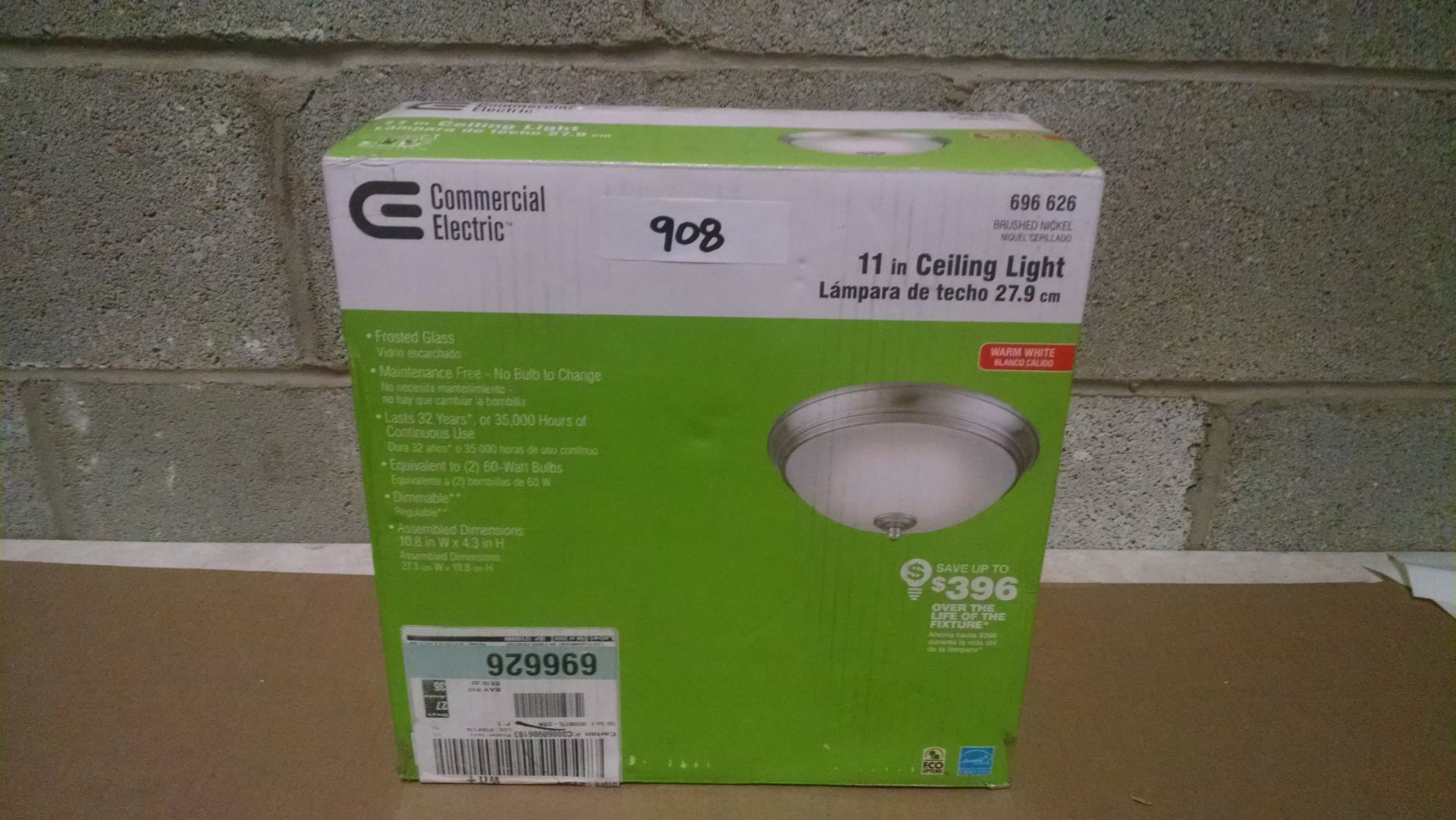 COMMERCIAL ELECTRIC 11" CEILING LIGHT. RETAIL IN MAJOR HOME IMPROVEMENT STORE: $24 696626