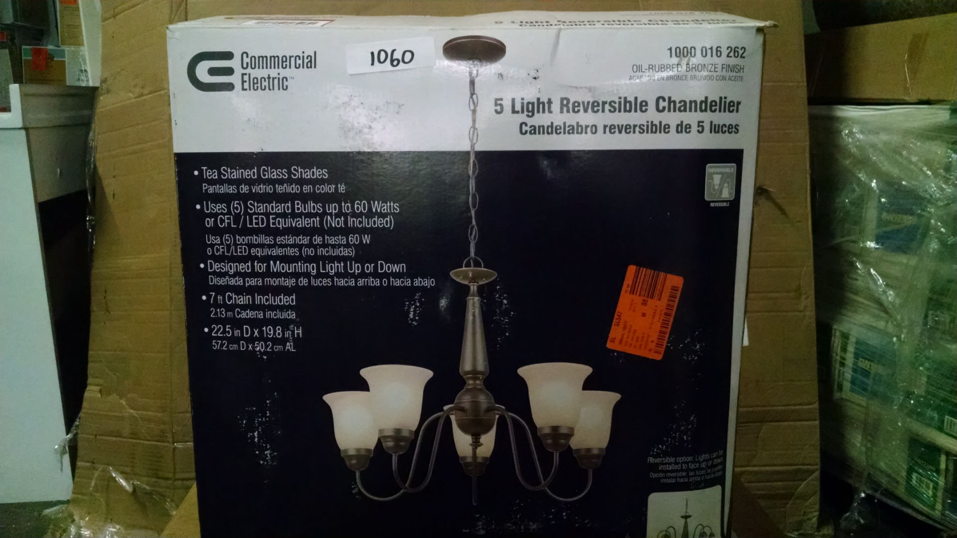 COMMERCIAL ELECTRIC OIL RUBBED BRONZE FINISH 5 LIGHT REVERSABLE CHANDELIER. RETAIL IN MAJOR HOME