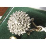 LADIES 9K WHITE GOLD AND DIAMOND CLUSTER  RING  Hallmarked 9k yellow gold ring a large cluster of