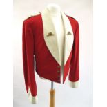 NAMED OFFICERS MESS DRESS TUNIC TO THE EAST SURREY REGIMENT 1934 dated scarlet tunic named to F J