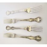 4x HEAVY STERLING SILVER FORKS 389g LONDON 1842 Good clear London hallmark for 1842. Maker, Robert