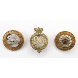 96TH REGIMENT OF FOOT GLENGARRY BADGE & TWO HELMET PLATE CENTRES 96th (Manchester Regiment) Foot,