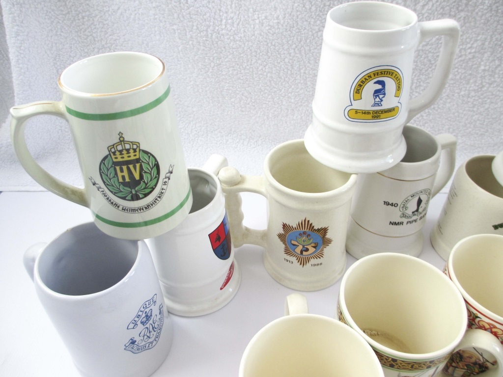 BOX OF STEINS & MUGS Mixed lot including Wedgwood and Coalport. Durban Tattoo and others. Quantity. - Image 3 of 14