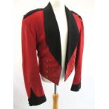 NAMED OFFICERS MESS DRESS TUNIC 1931 dated scarlet tunic named to 2/Lieut JH Young 2/4th. Black