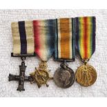 WW1 MILITARY CROSS MINIATURE MEDAL GROUP OF FOUR Military Cross, 14/15 Star, BWM & Victory.