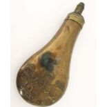 19th CENTURY POWDER FLASK BY JAMES DIXON & SONS A good example with embossed hunt scene. Approx 8