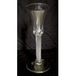 18th CENTURY AIR TWIST STEM WINE GLASS Georgian, English, plain bell shaped bowled wine glass dating