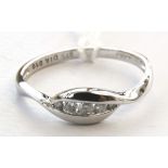 LADIES 9K WHITE GOLD AND DIAMOND ENGAGEMENT RING  Marked .375 white gold ring with five round cut