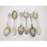 6x STERLING SILVER DESERT SPOONS 250g EXETER 1867 Good clear Exeter hallmark for 1867. Maker, Joshua