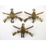 UNITED STATES - NEW YORK NATIONAL GUARD HAT INSIGNIA 3 Visor cap badges from the 2nd Regiment of the