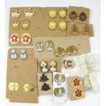 POST 1953 BRITISH ARMY COLLAR BADGES 17 pairs of staybright and metal collar badges (34 badges)