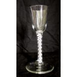 18th CENTURY AIR TWIST STEM CORDIAL GLASS Georgian, English, plain bowled cordial glass dating