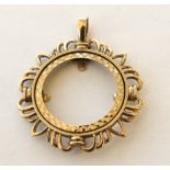 9K GOLD SOVEREIGN HOLDER PENDANT.  4.7g 9ct yellow gold carrier, Full sovereign size. 4.7g