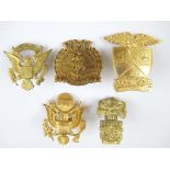 UNITED STATES - 5 US MILITARY ACADEMY & SCHOOLS HAT BADGES 5 US Cadet schools cap badges including