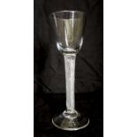 18th CENTURY AIR TWIST STEM CORDIAL GLASS Georgian, English, plain bowled cordial glass dating