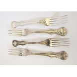 4x HEAVY STERLING SILVER FORKS 373g LONDON 1843 Good clear London hallmark for 1843. Maker, Robert