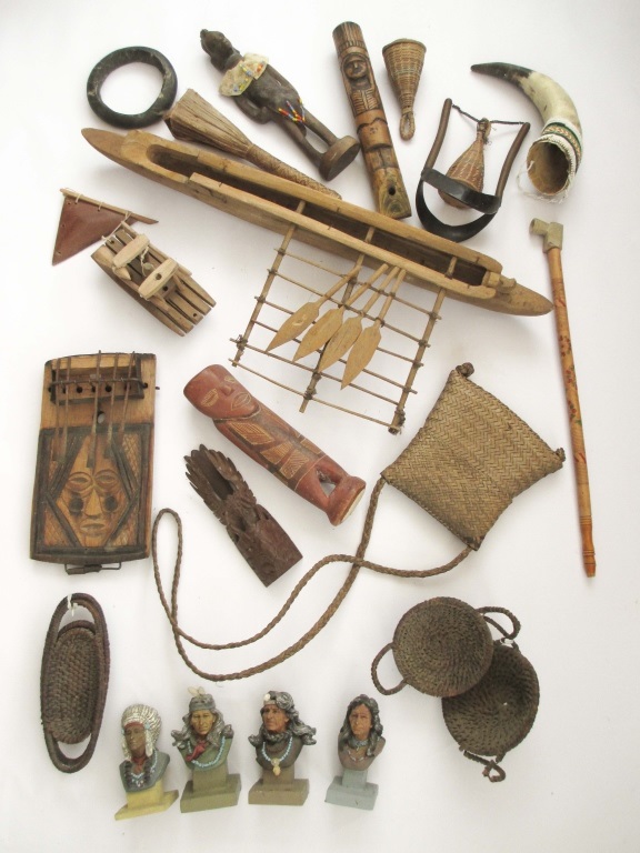 BOX OF ETHNOLOGICAL ITEMS Including African