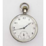 STERLING SILVER CASED POCKET WATCH 7 Jewel movement by Fleurier, Swiss. Working at time of