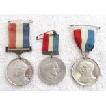 3 ALLOY CORONATION MEDALS George V (2) and Edward VII (1). Approx 38mm.