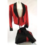 PRE 1953 MESS DRESS TUNIC, WAISTCOAT & TROUSERS Scarlet tunic with black facings and epaulettes.