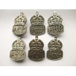 SMALL LOT OF SIX STERLING SILVER AIR RAID WARDEN BADGES All are pre-war hallmarked, 5x 1938. 1x
