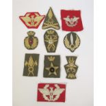 10 ITALIAN POST WAR CAP BADGES Post war bullion wire cap badges (10)