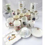 BOX OF STEINS & MUGS Mixed lot including Wedgwood and Coalport. Durban Tattoo and others. Quantity.