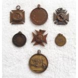 SMALL LOT OF RIFLE CLUBS SHOOTING MEDALS Early to mid 20th century bronze metal medals. Includes