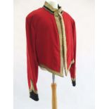 EARLY 20TH CENTURY CAVALRY OFFICERS MESS DRESS TUNIC  Scarlet jacket  with high black collar and