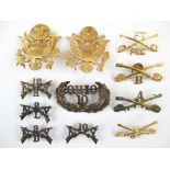 UNITED STATES - NATIONAL GUARD HAT INSIGNIA 11 National Guard cap and collar badges, including