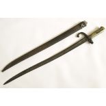 FRENCH BAYONET FOR THE CHASSEPOT RIFLE In it's steel scabbard.