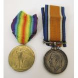 WW1 MEDAL PAIR REYNOLDS ARMY ORDNANCE CORPS British War medal and Victory Medal named to 021343