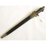 US 1917 MODEL REMINGTON BAYONET In it's leather and steel scabbard and canvas frog. VGC