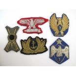 ITALY - 5 WW2 ITALIAN CAP BADGES WWII Italian army and navy badges including cap devices including