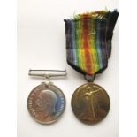 WW1 MEDAL PAIR MASON ROYAL ARTILLERY British War medal and Victory Medal named to 55163 BMBR GW