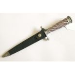 MODERN GERMAN DAGGER Solingen blade of 6 inches. Aluminium fittings. Leather sheath.