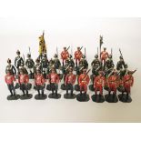 31 SOLID CAST WHITE METAL TOY SOLDIERS C1900 GERMAN INFANTRY & HUSSARS Hand painted white metal