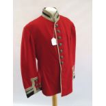 GUARDS PATTERN SENIOR NCO'S FULL DRESS SCARLET TUNIC A pre 1953 example. Silver bullion braid edging