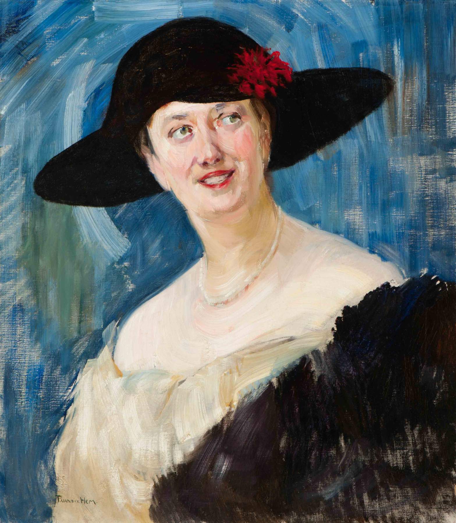 Piet van der Hem
(Wirdum 1885 - The Hague 1961)
Elegant woman with black hat
Signed l.l.
Numbered 47