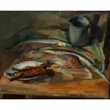 Harrie Kuijten
(Utrecht 1883 - Schoorl 1952)
Still life with mackerel, tub gurnard and garfish