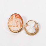 Two oval brooches