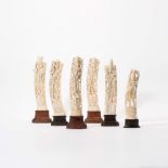 A series of six ivory goddesses