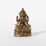 A gilt bronze enthroned Sadaksharilokeshvara