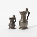 Two pewter lidded jugs